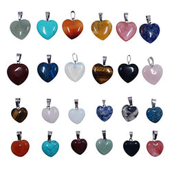 levylisa Assorted Color 24pcs Heart Shape Stone Pendant, Designer Stone Pendant,Fancy Stone Pendant