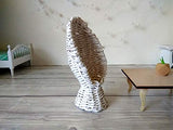Miniature 1/12 Scale Peacock Chair, Wicker Dollhouse Furniture Handmade 4 inch