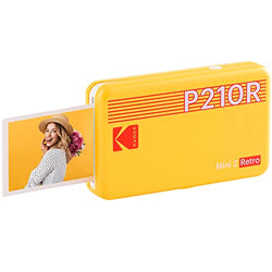 Kodak Mini 2 Retro 2.1x3.4” Portable Instant Photo Printer, Wireless Connection, Compatible with iOS, Android & Bluetooth, Real Photo, 4Pass Technology & Lamination Process, Premium Quality-Yellow