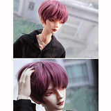 XSHION 1/4 BJD Doll Wigs 7-8 Inch, Heat Resistant Fiber Male Wig Purple Short Wig Ball Joints Doll Wig,Only Wig