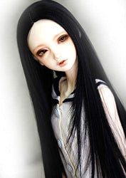 1/3 8-9-10 Inches Pullip Bjd Doll Hair Wig Long Straight Layer Roll Inside Tips Black Elegant