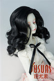 JD343 7-8inch 18-20CM Synthetic Mohair Hand Push Retro Lady Doll Wigs 1/4 MSD Porcelain BJD Doll Hair (Black)