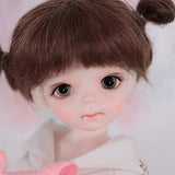 YNSW BJD Doll, Cute Doll with Two Meatball Heads in White Bodysuit 1/6 SD Doll 10 Inch 26 cm Ball Jointed Dolls Gift for Birthday Wedding
