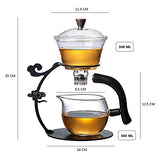 RORA Glass Teapot Set Glass Automatic Lazy Tea Set Magnetic Rotating Kungfu Heat-Resistant Teapot Set