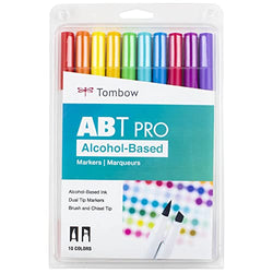 Tombow ABT PRO Alcohol-Based Markers, Bright Palette, 10-Pack