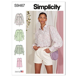 Simplicity Misses' Blouse Sewing Pattern Kit, Code S9467, Sizes 6-8-10-12-14, Multicolor
