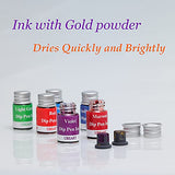 24+8 Colors Dip Pen Ink Set, UBEART Drawing Ink Bottle Set with Gold Powder, Calligraphy Pens Ink for Drawing Writing Art Craft-32x7ml