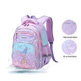 Cute Kid Backpack Girl, 16 Inch Funny Mermaid Rainbow Kawaii Elementary Fancy Preschool Kindergarten School Bookbag fits 8 9 10 11 12 Years Old Side Pocket Chest Strap Purple