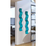 Statements2000 SET OF TWO Aqua Wave 3D Abstract Metal Wall Art Sculpture Wave - Modern Home Décor by Jon Allen - 46.5" x 6"
