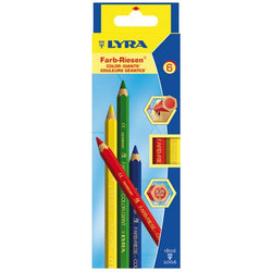 LYRA Color-Giants Lacquered Colored Pencils, 6.25mm Cores, Set of 6, Assorted Colors (3941060)