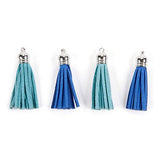 Darice Jewelry Making Pendant Tassels 2in. Aqua and Blue Suede 4 Pieces (3 Pack) SS 135 Bundle with