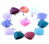 Heart Pendants 12pcs Big Love 0.98inch Charms Gems Crystal Heading Chakra Rock Stone Pendants Diy