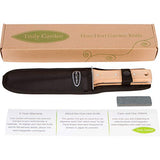 Hori Hori Garden Knife with Sharpening Stone, Nylon Sheath and Extra Sharp Blade - in Gift Box. This Knife Makes a Great Gift for Gardeners and Campers!