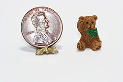 Dollhouse Miniature 1:24 Scale Resin Teddy Bear w/Green Ribbon