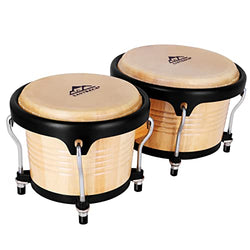 EASTROCK Bongo Drums 7” and 9” Set for Kids Adults Beginners Professionals Tunable Wood and Metal Drum Percussion Instruments with Tuning Wrench(7”+9” Bongos)