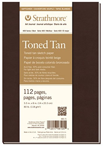 Strathmore 481-7 400 Series Softcover Toned Tan Art Sketch Journal, 7.75"x9.75", 56 Sheets