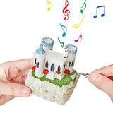 J JHOUSELIFESTYLE Hand Crank Music Box - Vintage Music Box Castle Plays Music, Pefect Music Box for Boys Girls and Musical Boxes Figurines