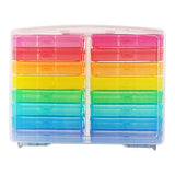 Novelinks Transparent 4" x 6" Photo Cases and Clear Craft Keeper with Handle - 16 Inner Cases Plastic Storage Container Box (Multi-Colored)