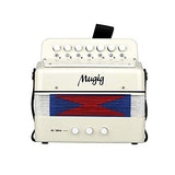 Mugig Button Accordion, 10 Keys Control include 3 Air Valve, Easy to Play, Lightweight and Environmentally-friendly, Kid Instrument for Early Childhood Development (White)