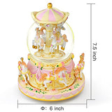 MS. WENNY Carousel Music Box Horse Gift - Merry Go Round Snow Globe for Wife Kids Girls Women Daughter Music Boxes Mechanism Birthday Anniversary Christmas Valentine Gift Play Canon