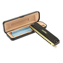 East top 16 Holes 64 Tones Chromatic Harmonica Key of C, Chromatic Mouth Organ Harmonica For Adults, Professionals and Students (BK)