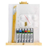 U.S. Art Supply 13-Piece Acrylic Artist Painting Set with Mini Table Easel, Canvas Panel, Brushes & Palette Bundled with 3" x 3" Mini Professional Primed Stretched Canvas (1-Pack of 12-Mini Canvases)