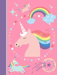 Composition Notebook: Unicorn Pink College Ruled Lined Pages Book (7.44 x 9.69)