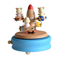 MISSYOUNG Wooden Music Box Wind Up Wood Carved Mechanism Musical Boxes DIY Wooden Music Box Best Gift for Kids, Friends Lovers Cute Music Gift Box (Plane)
