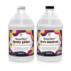 SmartArt Epoxy Resin 1 Gallon Kit | Easy to Use, Crystal Clear, Super Glossy, Durable, UV Resistant | For Arts & Crafts, Jewelry, Tabletops, Casting Molds, DIY - (1/2 gallon + 1/2 gallon)