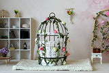 Miniature Summerhouse Chair Arbor Hutch, Dollhouse Furniture Summer House Flowers