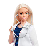 Barbie Doctor Doll, Curvy, Dressed in White Coat with Stethoscope and Blonde Hair, Gift for 3 to 7 Year Olds