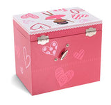 JewelKeeper Girl's Musical Ballerina Jewelry Storage Box with 2 Pullout Drawers, Pretty Hearts