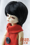 Jusuns D28053 6-7inch(15.5-17.5CM) YOSD Enfant Baby Short BJD Wig 1/6 Synthetc Mohair Doll Wigs Black Color