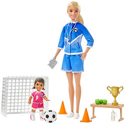Barbie Soccer Coach Playset with Blonde Soccer Coach Doll, Student Doll and Accessories