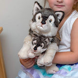 Nat and Jules Mommy Wolf and Pup Wintry Gray Children's Plush Stuffed Animal Toy Set of 2