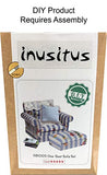 Inusitus DIY Dollhouse Blue Sofa Chair Set | Miniature Furniture | Dolls House Kits | Requires Assembly | 1/18 Scale (Sofa-Chair-Blue)