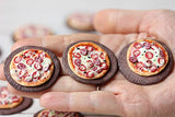 Miniature Pepperoni and Tomatoes Pizza, Mini Dollhouse Food 1:12 Scale