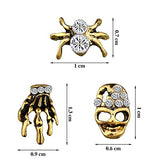 WOKOTO 60Pcs 3D Halloween gold nail charms for women nails halloween nail art Skulls Skeleton Hand Spider 3d nail art charms nail charms for nail art 3d halloween glitter nail jewelry and decorations