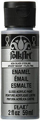 FolkArt Enamel Glitter and Metallic Paint in Assorted Colors (2 oz), 4034, Metallic Silver Sterling