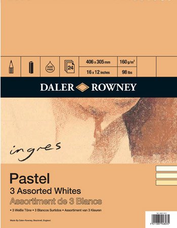 Ingres Pastel Paper Spiral Pad 3 Assorted Whites DALER-ROWNEY - 16x12" [Toy]