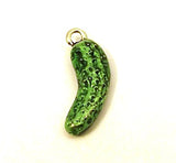 Set of Ten (10) Green Enameled Pewter Pickle/Cucumber Charms