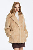 Noless Faux Fur Long Jacket Coat Women Winter Fluffy Fuzzy Camel Faux Fur Rabbit Coat Women Teddy Faux Fur Coat Faux Fur Jacket Fleece Mid Length Knee Warm Women Coat Women Outerwear Jacket Lapel M