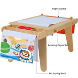MEEDEN Kids Table and Chair Set [50''L×23.6''W ×22.5''H],Kids Craft Art Table with 2 Stools, Storage Bag &Paper Roll, Kid Craft Drafting Desk & Chair Set,Preschool Toddler Wooden Learning Table,Nature