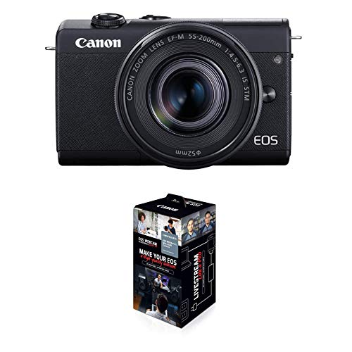 Canon EOS M200 Compact Mirrorless Digital Vlogging Camera with EF-M 15-45mm Lens, Vertical 4K Video Support, 3.0-inch Touch Panel LCD, Black & Accessories Starter Kit for EOS M50 Mark II, M50, M200