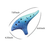 12 Hole Sweet Potato Ocarina Graceful Shape Pottery Ocarina Instrument in Alto C(Starry Blue)