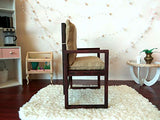 1/6 Scale Chair, Miniature Dollhouse Furniture Brown Wood Coffee Canvas Pillows