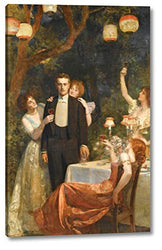 The Garden of Armida Also Known as The Garden Party by John Collier - 14" x 22" Gallery Wrap Giclee Canvas Print - Ready to Hang