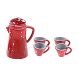 1/12 Scale Chinese Porcelain Coffee Tea Set Dollhouse Miniature Tableware Cookware Furniture Decoration Red