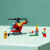 LEGO City Fire Helicopter 60318 Building Kit for Kids Aged 4+; Includes Firefighter and Vendor Minifigures with Accessories, Including Toy Walkie-Talkie, Bread and 2 Hotdog Elements (53 Pieces)