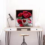 Creative Flower Diamond Painting Kits for Adults, 5D Crystal Diamonds Art with Accessories Tools, Red Rose Picture DIY Art Dotz Craft for Home Décor, Ideal Gift or Self Painting
